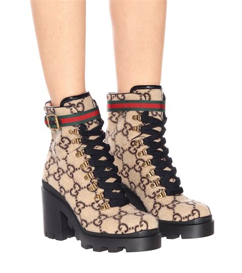 gucci boots wool ankle|gucci monogram thigh high boots.